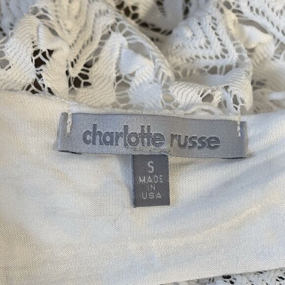 Charlotte Russe white lace ruffled crop top Size S Y2K FairyCore - Picture 5 of 7